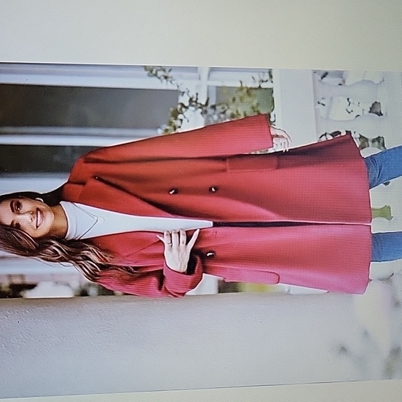 Grace Karin red double breast pea coat long winter oversize trench coat L New… - Picture 2 of 14